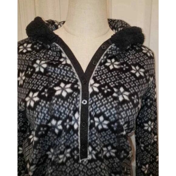 Kensie PJ Bear Hooded Fleece Warm Cozy Soft Jumpsuit Women’s size Medium - Picture 3 of 10